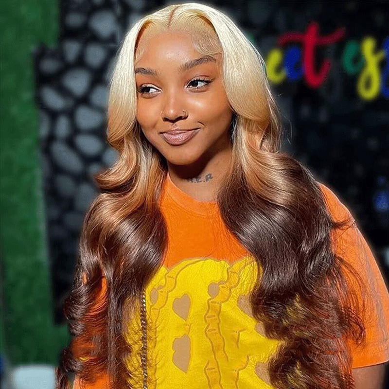 613 Ombre Blonde Body Wave Lace Front Wig #613/#4#1B